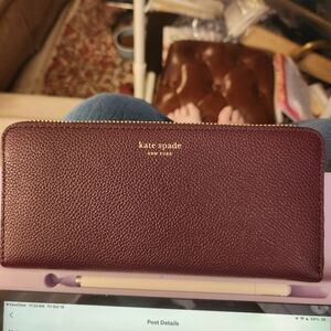 Kate Spade Zip Up Wallet Deep Red Oxblood Color